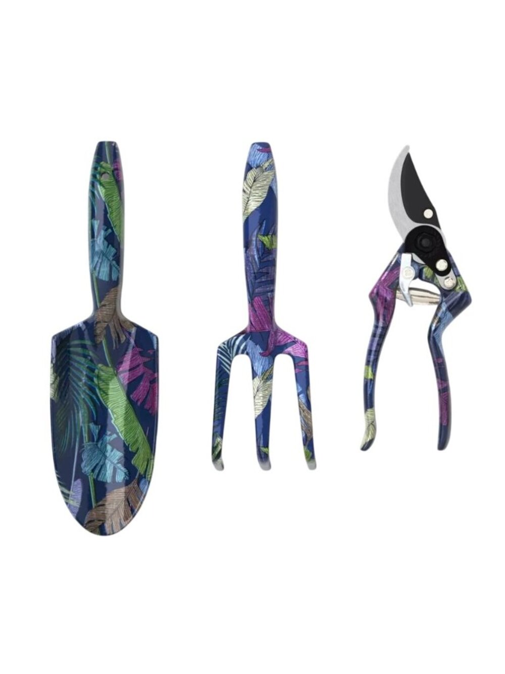 Threshold 3-Piece Garden Tool Set With Tropical Leaf Design: Trowel Cultivator P